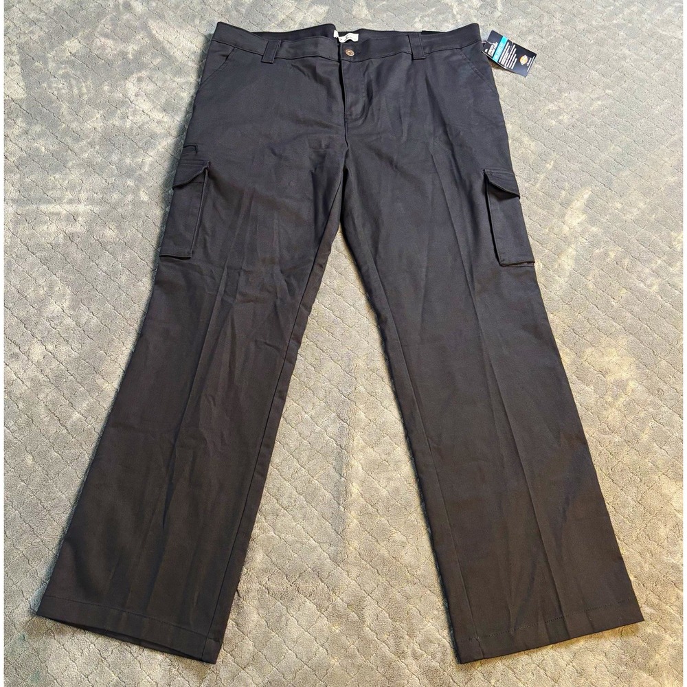 Dickies Women's Black Stretch Cargo Pants Relaxed Fit Straight Leg